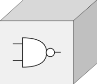 <Numeon logo depicting a white cube with a NAND symbol on the front>